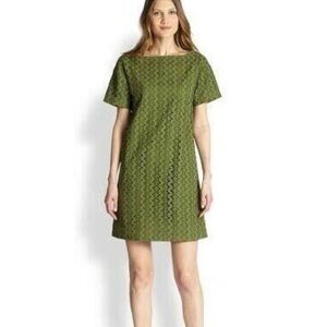 Kate Spade Olive Green Eyelet Shift Dress size 14